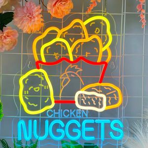 Chicken Nuggets Letreros Neon LED indoor hanging ambient light shop <b>sign</b> wall decoration light entrance indicator light 5V 12V - Product Image 4