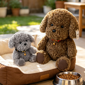 Juguete de Peluche Rizado de Sherpa con Forma de Perro Poodle, Venta al por Mayor de Fábrica, con Collar con Campana, Regalo Personalizado OEM <span class=keywords><strong>para</strong></span> Amantes de Mascotas, Cumpleaños de Niños - Product Image 3