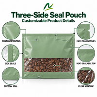 Sachet d'emballage imprimé sur mesure à trois soudures latérales pour craquelins de riz avec fenêtre transparente, pochette souple en plastique de qualité alimentaire pour snacks en vrac
