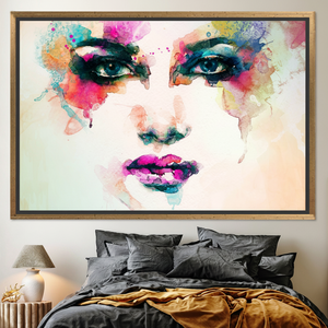 Printed Canvas: Modern Colorful Woman Face Artwork - Elegant Wall Decor,<b>GOLD</b> <b>FRAMED</b> CANVAS - Product Image 3