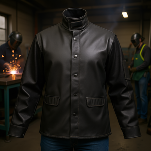 Chaqueta de Soldadura Resistente, Negra, Talla Extra Grande, de Cuero Vacuno, Resistente a las Llamas, 500°C 800°C, Ropa de Seguridad, Corte Regular - Product Image 2