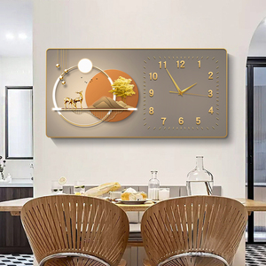 Reloj <span class=keywords><strong>de</strong></span> Pared Decorativo <span class=keywords><strong>de</strong></span> Porcelana con Cristal, <span class=keywords><strong>Diseño</strong></span> <span class=keywords><strong>de</strong></span> Ciervo Dorado, Arte Moderno 3D para Decoración del Hogar, Comedor <span class=keywords><strong>de</strong></span> Lujo - Product Image 3