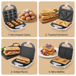 Machine à noix électrique 1200W Oreshki, machine à biscuits aux noix, presse-<span class=keywords><strong>sandwich</strong></span> antiadhésive, gril, machine à panini, grille-<span class=keywords><strong>pain</strong></span> - Product Image 2
