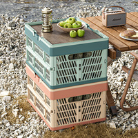 Panier de rangement pliable en plastique PP pour l'extérieur, durable, écologique, design pliable, gain de place, avec poignée, pour pique-nique