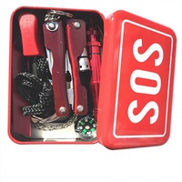 Kit de camping multifonctionnel rouge, trousse de premiers soins avec fournitures d'urgence, équipement de survie et d'autosauvetage en plein air