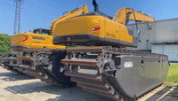 Alat Berat Teknik Andal XE215SLL Excavator Ponton Amfibi Dengan Lengan Panjang untuk Pekerjaan Pengerukan Air Dangkal