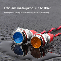 WD12mm 3V 6V 12V 24V Metal LED Pilot Panel Dash Señal Luz de advertencia 15cm Cable Car Boat Marine Luz indicadora
