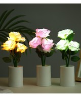 Nouveauté Veilleuse Artisanat Cadeaux Batterie Puissance ABS Base Light Up Chine Rose Fleur Led Veilleuse Pour La Décoration de La Maison