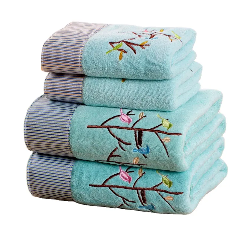 Commercio all'ingrosso faccia telo da bagno hotel set di asciugamani di pizzo delicato disegno del ricamo asciugamano in microfibra