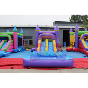 Tobogán Acuático Inflable con Temática de Castillo Morado, <span class=keywords><strong>Torre</strong></span> Arcoíris con <span class=keywords><strong>Piscina</strong></span> para Niños, Alquiler Comercial para Fiestas de Verano - Product Image 1