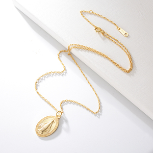 Peishang — collier ovales en argent Sterling 100%, confectionnée en chaine, bijou religieux <span class=keywords><strong>Christ</strong></span>, <span class=keywords><strong>jésus</strong></span> <span class=keywords><strong>Christ</strong></span>, plaqué or, vente en gros, 925 - Product Image 4
