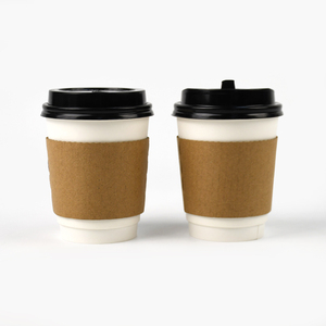 En stock, gobelet à café en papier à <span class=keywords><strong>double</strong></span> paroi biodégradable et écologique, jetable, pour boissons chaudes, 8 oz, avec couvercle - Product Image 4