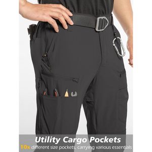 Pantalon cargo de randonnée pour homme, séchage rapide, résistant à l'eau, léger, en nylon, pour la pêche en plein air, tactique, 10 poches - Product Image 4