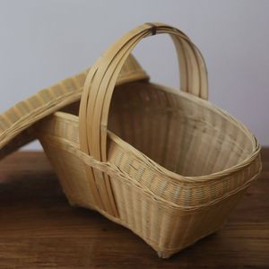 Handmade Bamboo Storage <b>Basket</b> Rectangle Kitchen Neatening Natural Color Single Tier <b>Gift</b> - Product Image 3