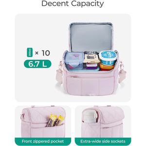 Pour <span class=keywords><strong>Amazon</strong></span> nouveau <span class=keywords><strong>sac</strong></span> à lunch isolé pour femmes mignon matelassé léger moelleux imperméable déjeuner fourre-tout Polyester avec fermeture à glissière - Product Image 3