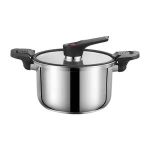 Tapa de vidrio de Cocina Rápida con mango de bloqueo, olla de acero inoxidable de baja presión, en oferta