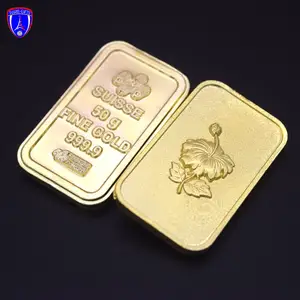 zinc alloy gold fill bar 1oz tungsten filled gold bars 24k pure with thick gold plated