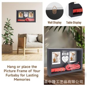 Pet Photo Frame <b>Shadow</b> <b>Box</b> 13x8.3inch Black Wood Storage Display For Dog Cat Collar Leash Memorial With Personalized Name - Product Image 5