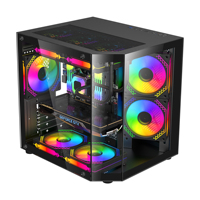 AntarcChill New Design Vertical Tempered Glass Pc Case Black CPU Gamer Tower Cabinet Chassis for Gaming Computer