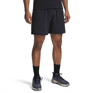 Solid <b>Black</b> <b>Men</b> Athletic <b>Shorts</b> Breathable Mid Waist Elastic Drawstring Training Running Gym <b>Short</b> Wholesale Rate OEM 2026 - Product Image 2