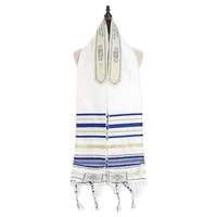 Châle de Prière Messianique Tallit en Polyester 180*52cm, Foulard Long Inspiré du Talit Chrétien, avec Sac Assorti en Gros