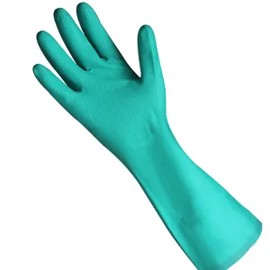 EN374 33cm nitrile flocklined 15mil Waterproof Anti-slip Chemical Resistant industrial Gloves