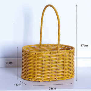 Handwoven Small Wooden <strong>Basket</strong> <strong>for</strong> <strong>Flower</strong> Arrangement Pastoral Style Mother's Day Decorative Rattan Gift Handbag Made with Wood - Product Image 3