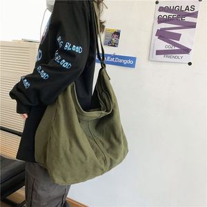 Hot Sell Spring Summer Fashion Women's <b>Canvas</b> Shoulder <b>Bag</b> Zip Closure Single Strap <b>Large</b> Capacity Crossbody Messenger <b>Bag</b> - Product Image 3