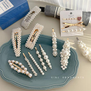 Barrettes à cheveux en perles de style français pour femmes - Épingles élégantes pour franges latérales, pinces bec de canard, accessoires capillaires - Product Image 1