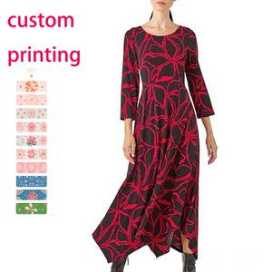 Roman Originals <strong>Hanky</strong> <strong>Hem</strong> Swing <strong>Dress</strong> Pockets Asymmetric Hemline Stretch Jersey 3/4 Sleeve Winter Smart Casual Work Office <strong>Dress</strong> - Product Image 1