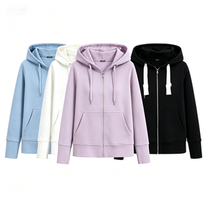 Sudadera con capucha y cremallera para primavera y otoño, informal, transpirable, ligera, adelgazante, entallada, versátil, para uso diario, talla grande para mujer - Product Image 1