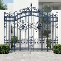 Portes d'allée en fer forgé noir sécurité fer clôture principale porte conception acier jardin porte d'entrée cour