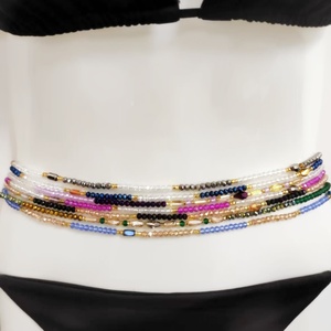 Crystal Waist Chain Body Chain 48 Inch Cotton <strong>Thread</strong> Waist <strong>Beads</strong> Gold Plated Women's Wedding Anniversary Gift - Product Image 3