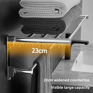 <span class=keywords><strong>Portasciugamani</strong></span> Pieghevole in Acciaio Inox a Doppio Strato con Finitura Cromata, Montaggio a Parete <span class=keywords><strong>per</strong></span> Bagno, Toilette, <span class=keywords><strong>Lavabo</strong></span>, 5 Ripiani - Product Image 4