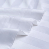 Parure de lit de qualité supérieure 100 % coton pour lit Queen, rayures blanches, qualité hôtelière - Vente en gros pour la maison/l'hôpital