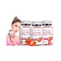 Gummies OEM & ODM au glutathion et au collagène pour l'éclat de la peau, saveur fraise, supplément antioxydant pour le bien-être cutané