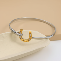 Nouveau Bracelet Manchette Unisexe 2026 en Acier Inoxydable 316L, Breloque Lettre U, Zircons Bicolores, Empilable, Bijou Cool
