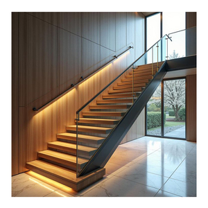 Hiện đại màu đen sơn tĩnh điện thép nội thất cầu thang hai mặt dầm với kim loại sàn Zig Zag cầu thang cho căn hộ - Product Image 3