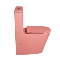 WC moderne en céramique rose mat, deux pièces, à poser au sol, prix abordable, pour salle de bain