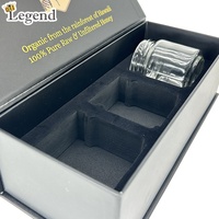 Boîte cadeau rigide noire de luxe à fermeture magnétique avec insert en mousse EVA personnalisé pour le stockage de pots de miel en verre, emballage personnalisé avec impression de logo