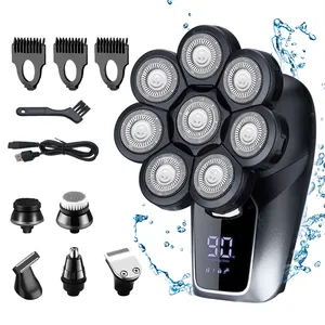 Professional 8D Head Waterproof Electric Refreshments Razor Bald Head Cordless Trimmer Clipper Rechargeable Rotary Shavers Men