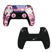 Coque en silicone antidérapante personnalisée pour manette PS5, coque de protection avec capuchons pour joysticks et autocollant pour manette PS5