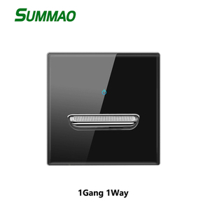 Công Tắc Kính Cường Lực Màu Đen Bảng Điều Khiển Nút Cần Gạt Cá Tính Với Đèn LED Bộ Ổ Cắm Gắn Tường Giấu Kín Loại 86 - Product Image 1