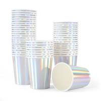 Gobelets à café jetables écologiques 9oz arc-en-ciel argent et or rose pour fête, lot de 10