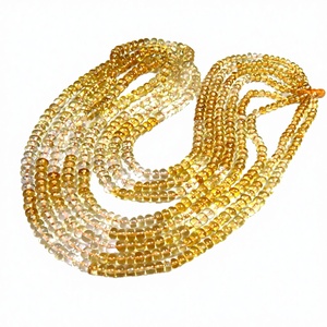 Top Natural Citrine Gemstones 16" Strand Rondelle Polished Smooth Loose Beads 3-4.5mm Yellow Uncertified DIY Jewelry - Product Image 2
