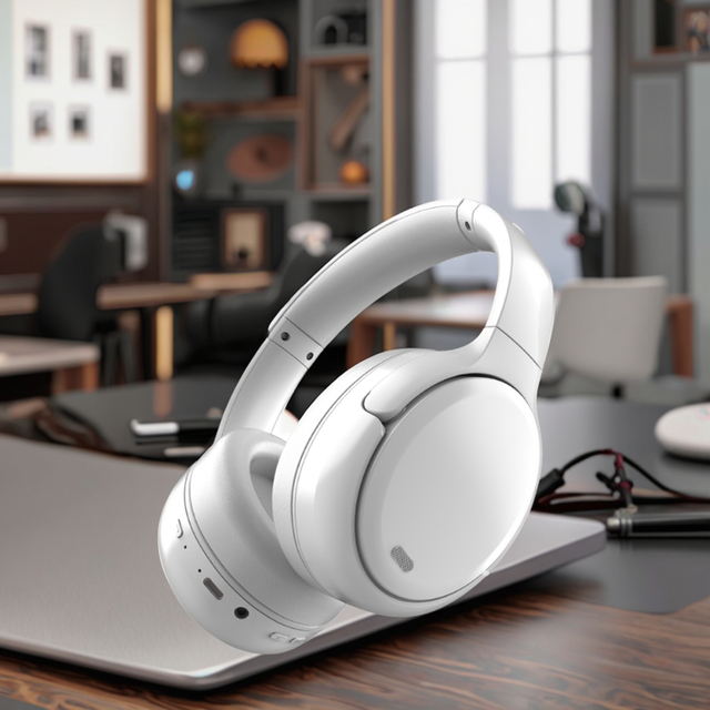 New Hybrid ANC Wireless Over-Ear Headphones with LED Battery Indicator HiFi Bass Stereo Sound for Gaming and Music