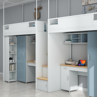 Lit superposé en métal avec bureau intégré, réglable en hauteur, pour étudiants, dortoirs, usage commercial, écoles, design moderne