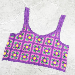 Débardeur Chic Vintage Européen et Américain Personnalisé pour Femme, Top en <span class=keywords><strong>Crochet</strong></span> Fait Main, Camisole à Carreaux <span class=keywords><strong>Granny</strong></span>-Check - Product Image 2