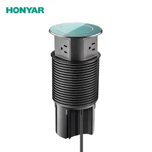 Honyar Factory Wholesale 2500W US Counter Top Desktop Black Motorized Pop Up Outlet with USB