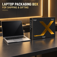Boîte d'emballage pour ordinateur portable en feuille d'or premium avec protection en carton ondulé pour les magasins d'ordinateurs, les appareils remis à neuf et les cadeaux informatiques d'entreprise